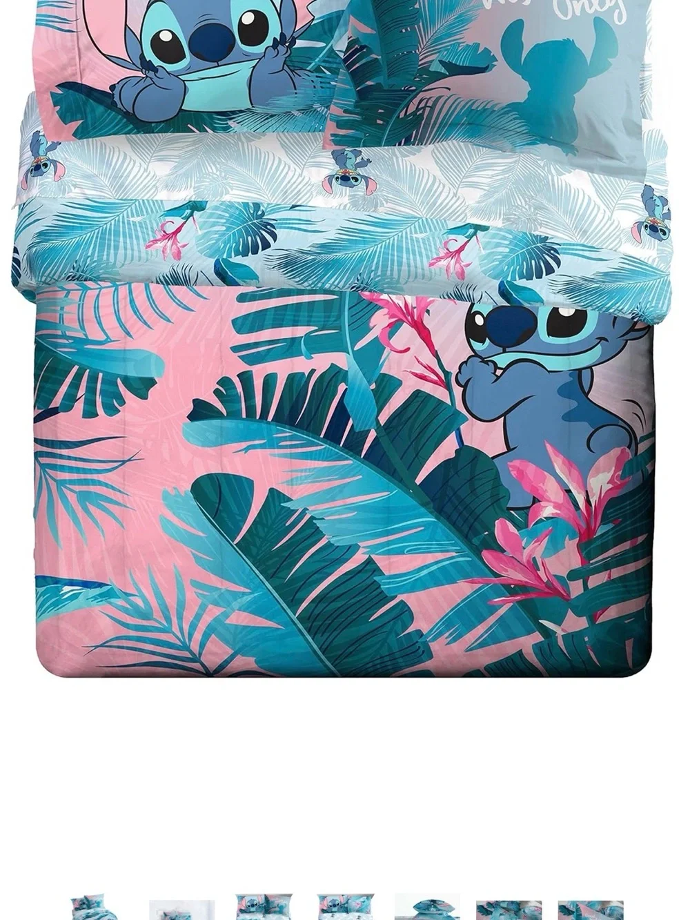 Disney Lilo & Stitch Tropical Duvet Cover - Pink & Teal